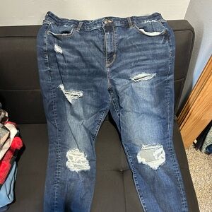 Distressed Blue Jeans